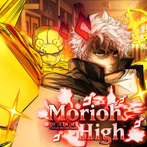Morioh High game icon with the protagonist and a golden Stand behind him
